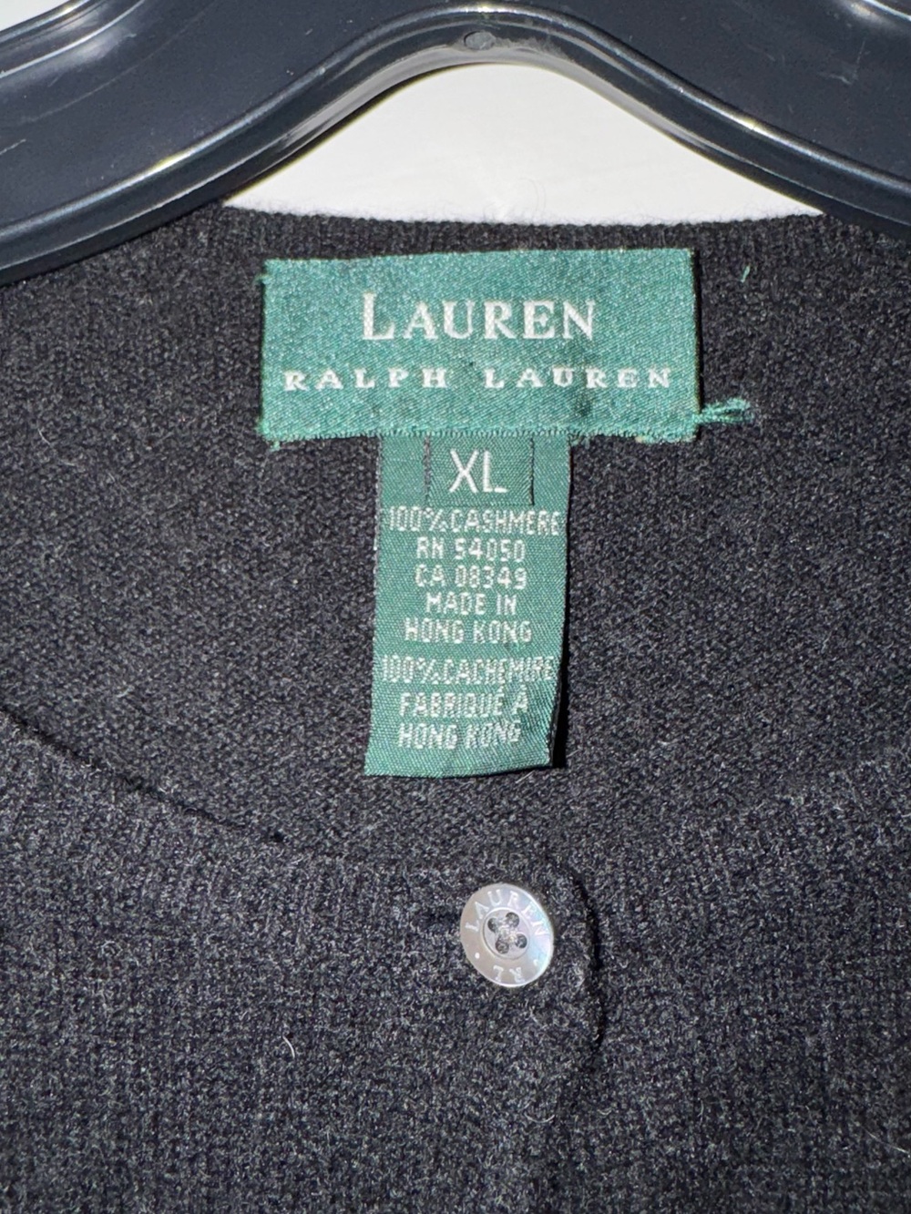 Ralph Lauren Cashmere Black Crewneck Cardigan - Picture 11 of 11